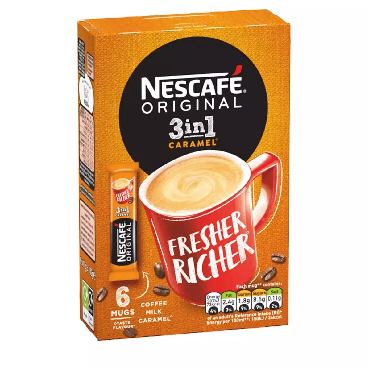 Nescafe Original 3 in 1 Caramel Coffee 6 Sachets | Sinin