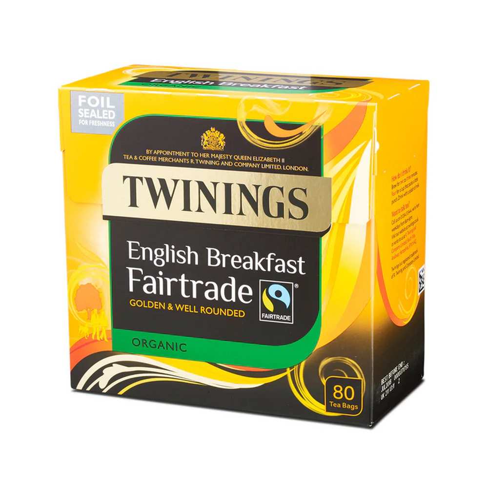 Twinings English Breakfast Fairtrade Organic 80 Tea Bags | Sinin