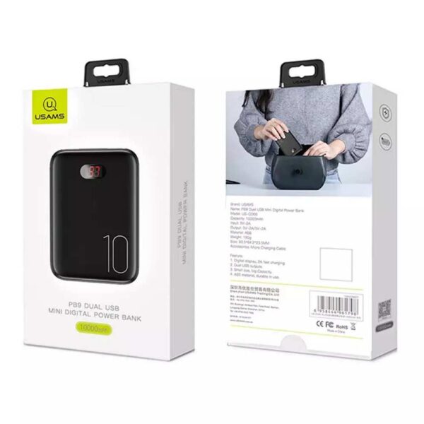 USAMS PB9 10000mAh Dual USB Mini Digital Power Bank