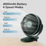Jisulife FA29FA29A Clip on Desk Fan 4 Speed Modes Rechargeable (4)