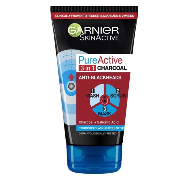 Garnier Pure Active 3-in-1 Charcoal Blackhead Mask Wash Scrub