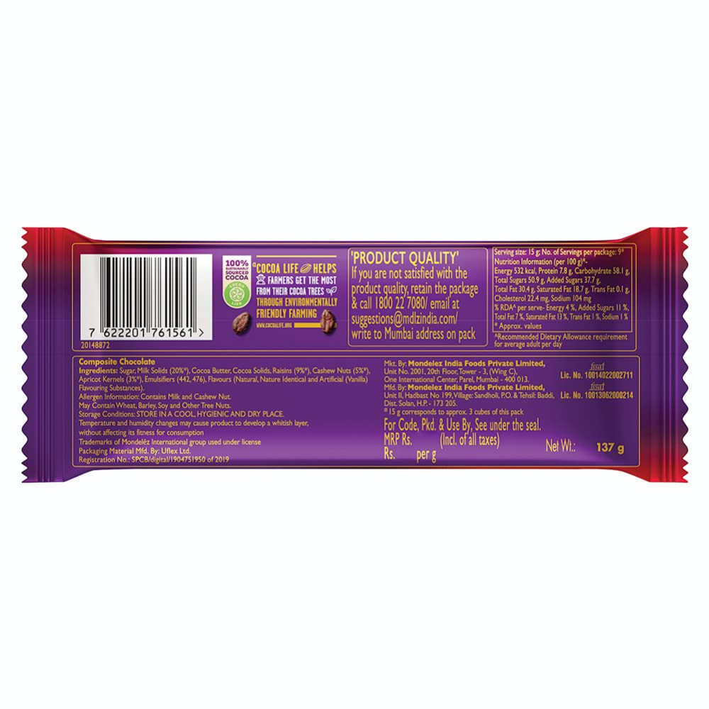 Cadbury Dairy Milk Silk Fruit and Nut Chocolate Bar 137g (2)