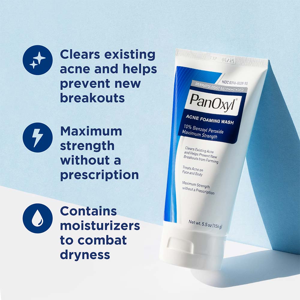 PanOxyl Acne Foaming Wash Benzoyl Peroxide 10% Maximum Strength 156g ...
