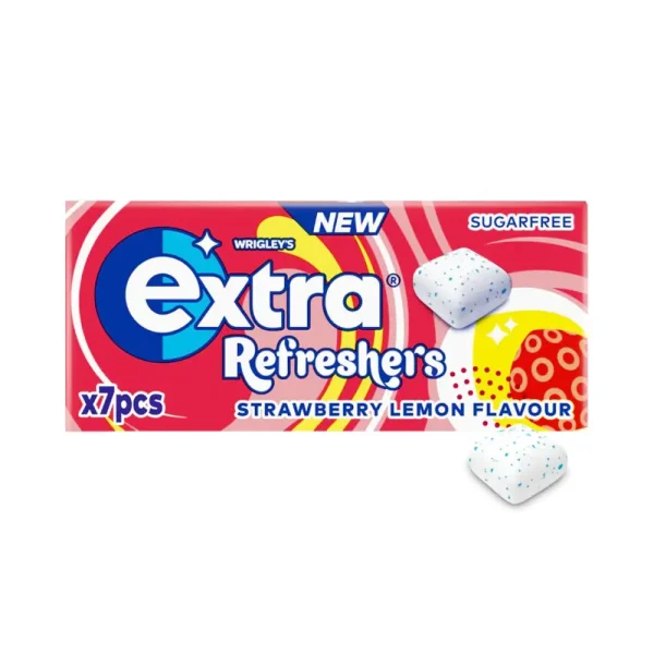 Extra Refreshers Strawberry Lemon Sugarfree Chewing Gum Extra Refreshers Strawberry Lemon Sugarfree Chewing Gum