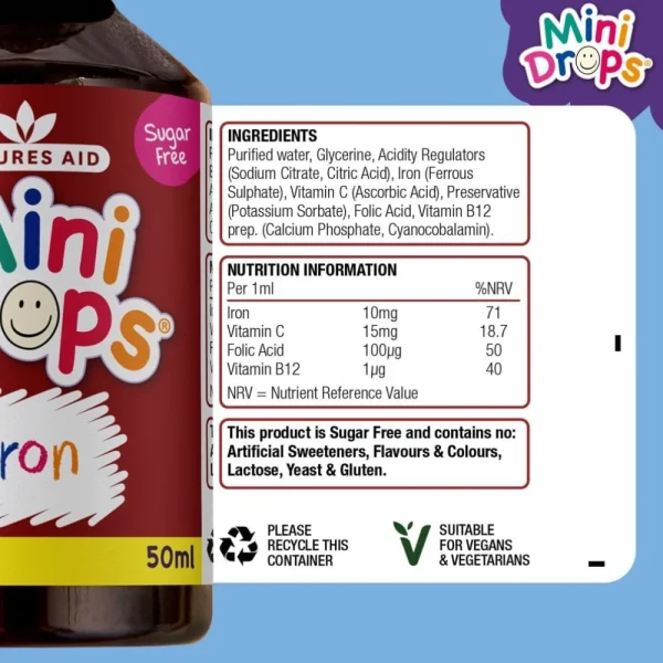 Natures Aid Mini Drops Iron ingredients